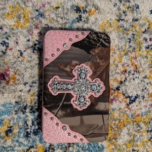Camo Wallet with Rhinestone Cross